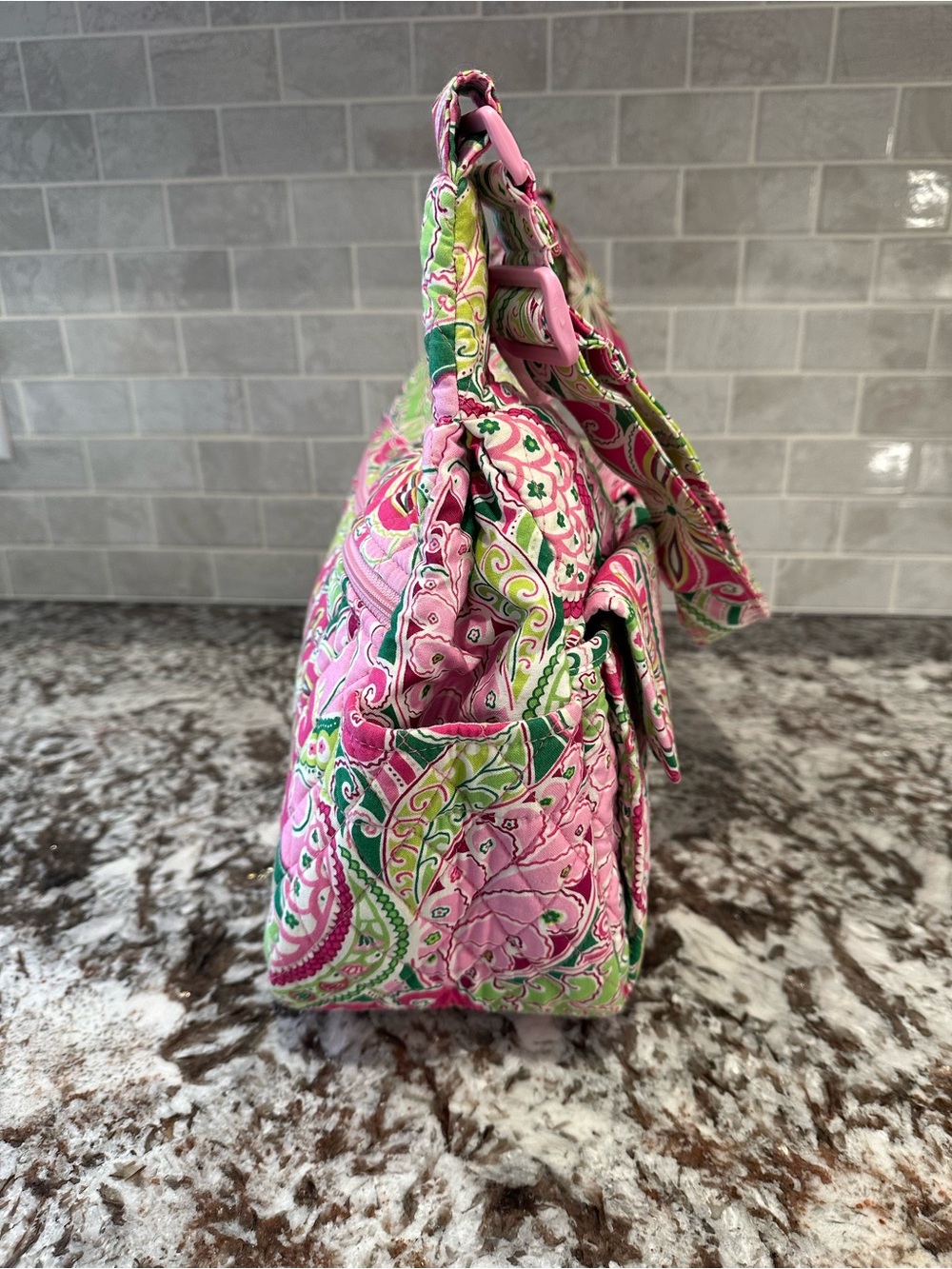 Vera Bradley Retired Pinwheel Pink Cargo Sling Bag Adjustable Shoulder Strap - Picture 7 of 14
